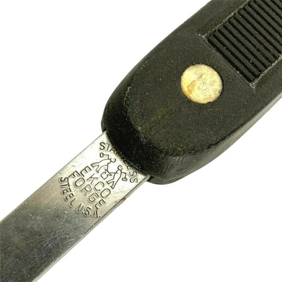 Ekco Forge Stainless Steel Meat Carving Fork Black Riveted Handle USA Vintage - Picture 3 of 4